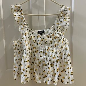 NWT J. Crew White and Yellow Floral Blouse